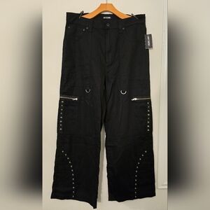Hot Topic Black Cargo Pants with Silver Accents